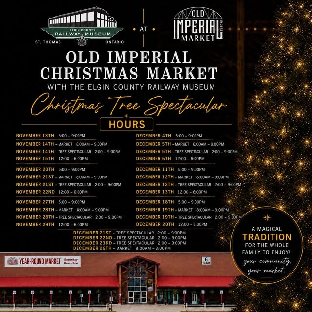 Old Imperial Christmas Market and Christmas Tree Spectacular hours, November 13 to December 26