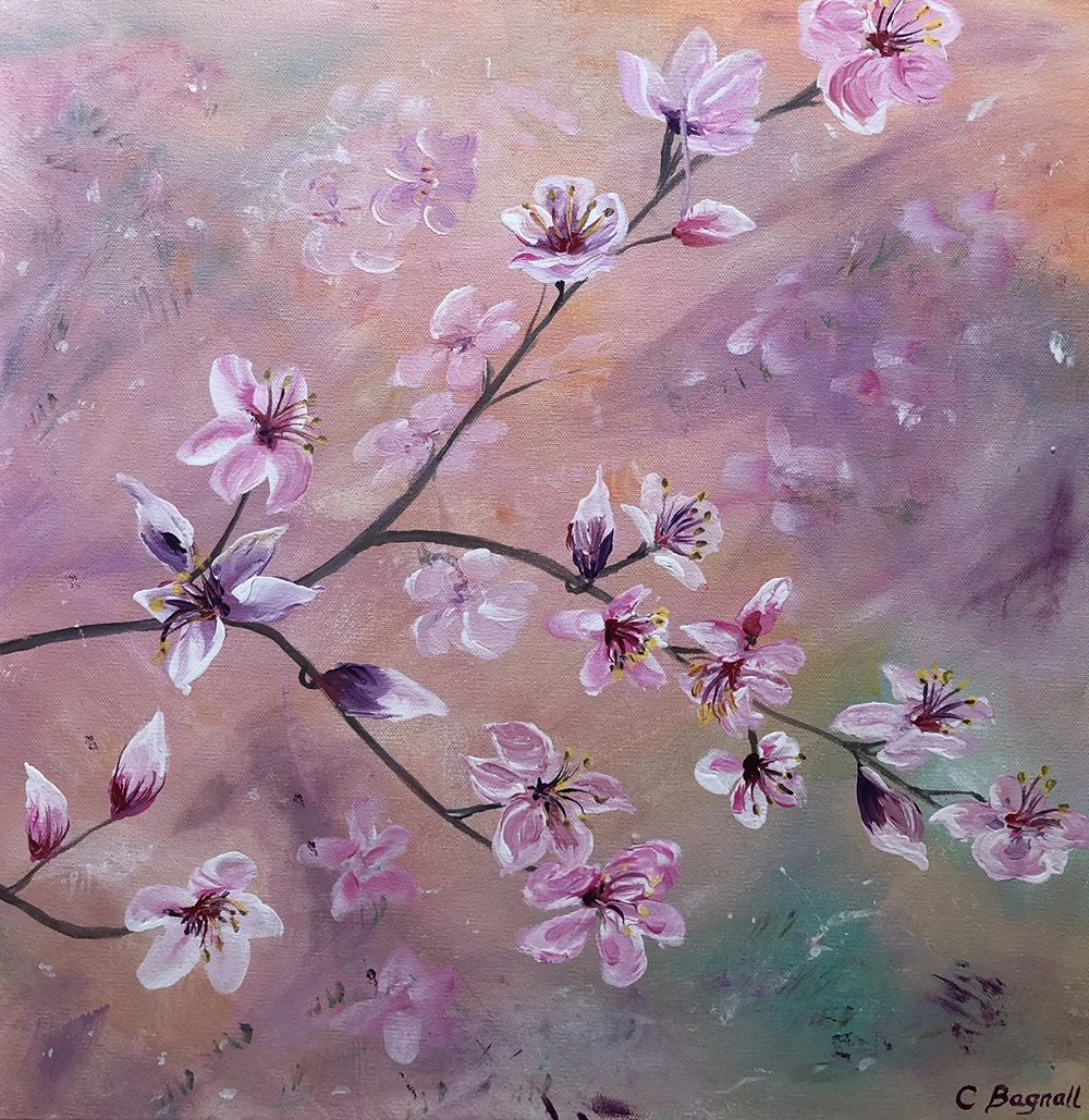 A painting of cherry blossoms