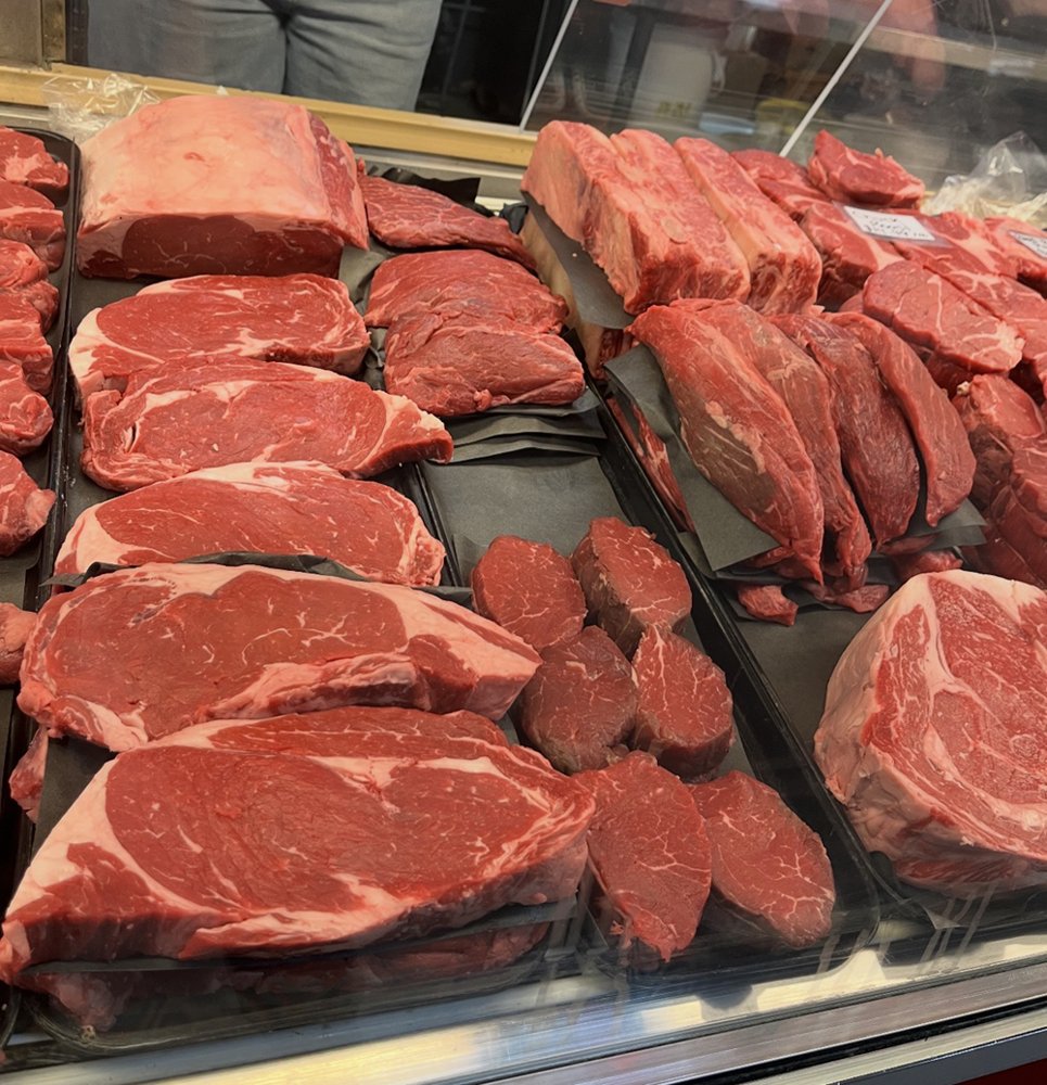 Steaks in the Lentz Family Meats butcher case