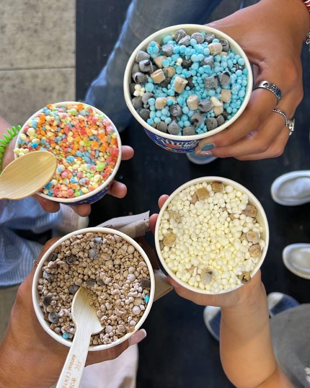Cups of Dippin Dots in several flavours